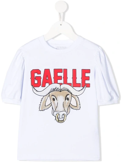 Gaelle Paris Teen Bull-print Stretch-cotton T-shirt In White
