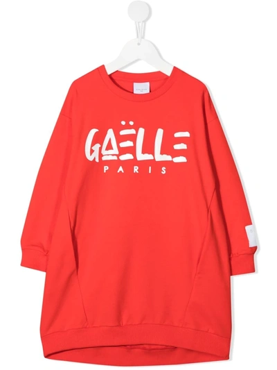Gaelle Paris Kids' Logo印花连衣裙 In Red