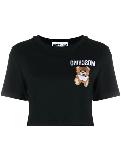 Moschino Teddy Bear 平纹针织t恤 In Black