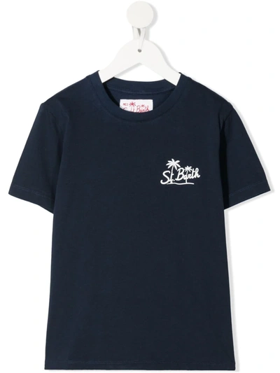 Mc2 Saint Barth Kids' Logo-print Crew Neck T-shirt In Blue
