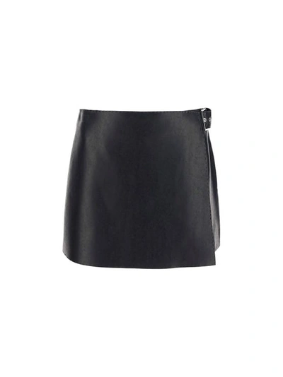 Ermanno Scervino Faux Leather Buckled Shorts In Black