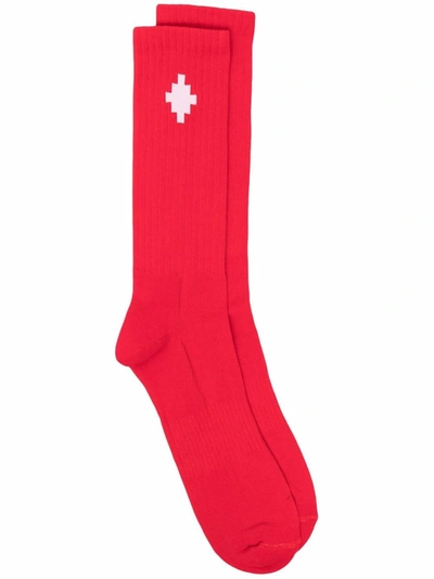 Marcelo Burlon County Of Milan Cross Sideway Midhigh Socks In Red