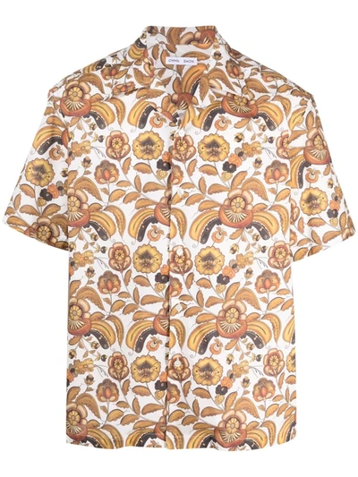 Cmmn Swdn Floral-print Cotton Shirt In Beige