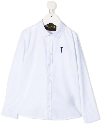 Trussardi Junior Kids' Embroidered-logo Shirt In White