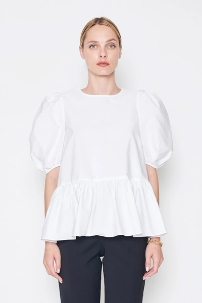 Arias New York Puff-sleeve Tiered Blouse In White