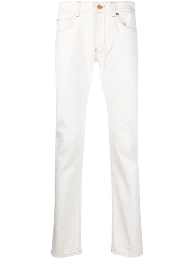 Versace Mens Blue Straight-fit Jeans In White