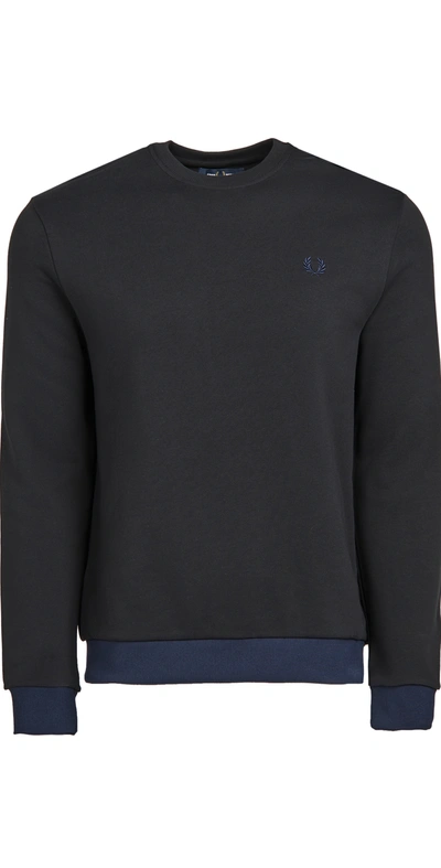 Fred Perry Green Embroidered Logo Sweater In Blue