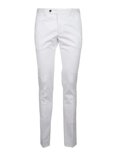 Pt Torino Stretch Cotton Chino Trousers In White