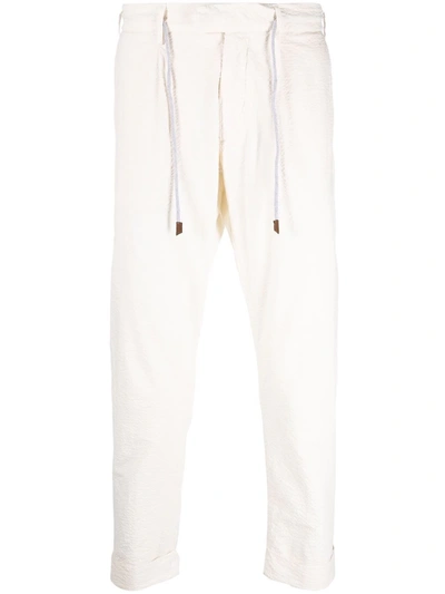Eleventy Stretch Cotton Trousers In White