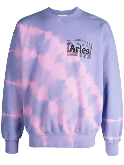 Aries Tie-dye Temple Sweatshirt Srar20201 In Purple,pink