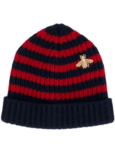 Gucci Striped Wool Hat In Red-blue