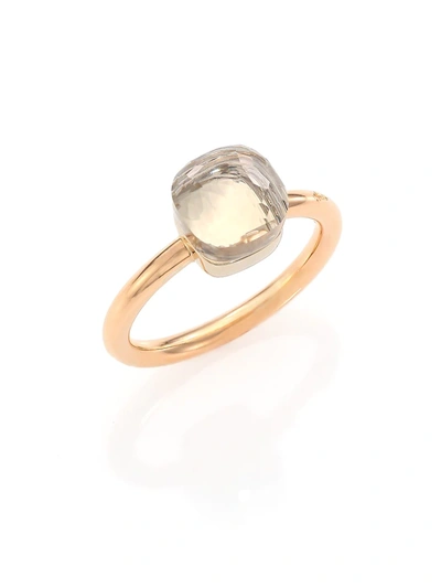 Pomellato Nudo 18k Rose Gold & White Topaz Petite Square Ring