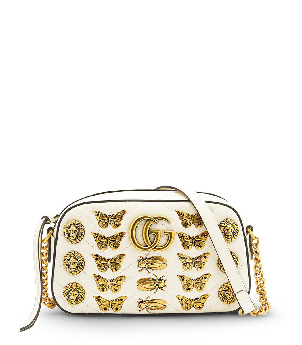 Gucci White Gg Marmont Butterfly Bag | ModeSens