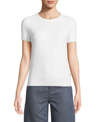 Loro Piana Beausoleil Crewneck Short-sleeve Top In 304e Peach Blosso