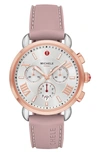 Michele Women's Sporty Sport Sail Two-tone & Silicone Strap Chronograph Watch In Pink