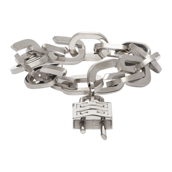 Givenchy Men's G-link Lock Medium Bracelet In Silver | ModeSens