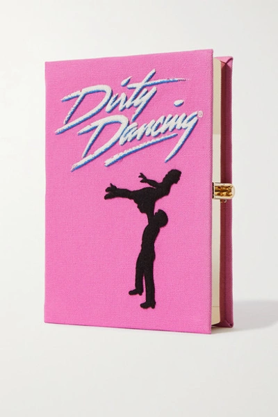 Olympia Le-tan Dirty Dancing Embroidered Appliquéd Canvas Clutch In Pink
