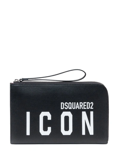 Dsquared2 Logo印花手拿包 In Black