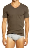Tom Ford Cotton Jersey V-neck T-shirt In Brown