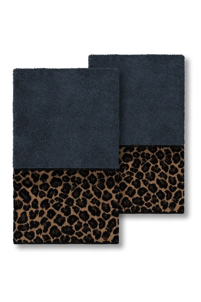 Linum Home Spots Embellished Hand Towel In Midnight Blue