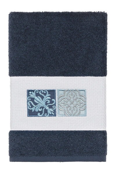 Linum Home Vivian Embellished Hand Towel In Midnight Blue