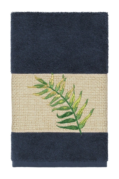 Linum Home Zoe Embellished Hand Towel In Midnight Blue