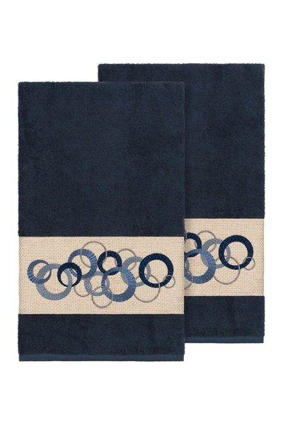 Linum Home Annabelle Embellished Bath Towel In Midnight Blue