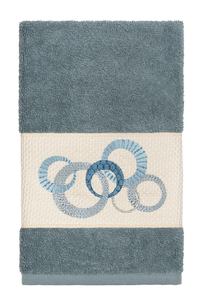 Linum Home Annabelle Embellished Hand Towel In Teal
