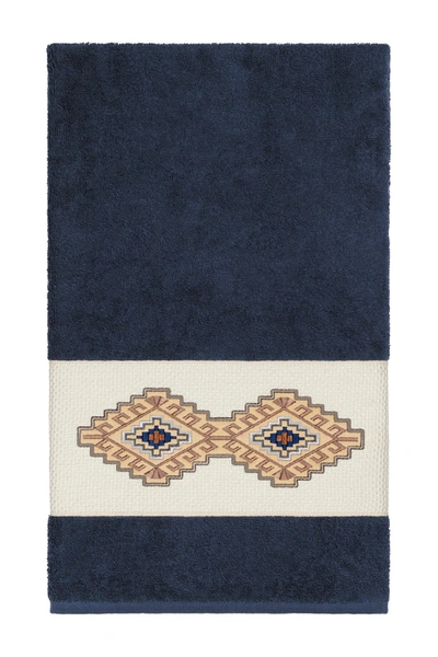 Linum Home Gianna 3-piece Embellished Towel In Midnight Blue
