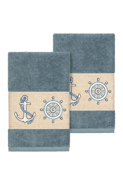 Linum Home Easton Embellished Hand Towel In Teal