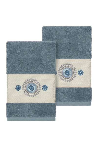 Linum Home Isabell Embellished Hand Towel In Teal