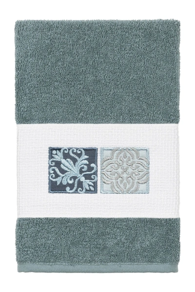 Linum Home Vivian Embellished Hand Towel In Teal