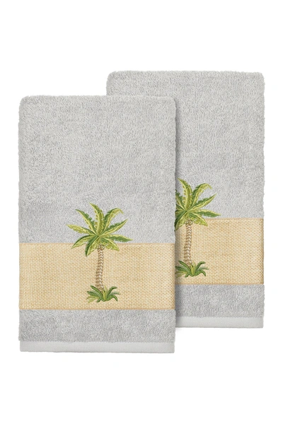 Linum Home Colton Embellished Hand Towel In Light Grey