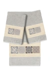 Linum Home Vivian 3-piece Embellished Towel In Light Gray