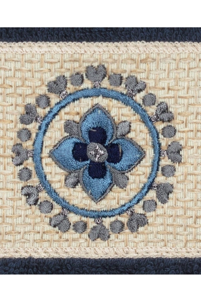 Linum Home Isabell Embellished Washcloth In Midnight Blue