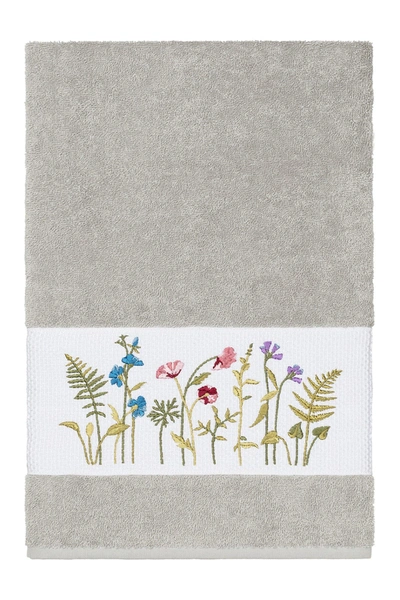 Linum Home Serenity Embellished Bath Towel In Light Grey