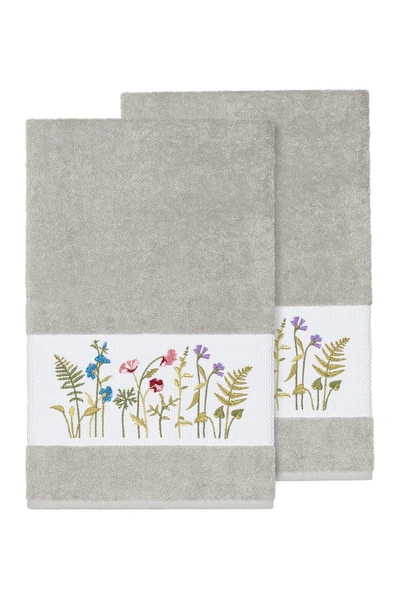 Linum Home Serenity Embellished Bath Towel In Light Grey