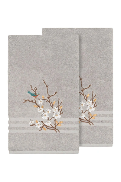 Linum Home Spring Time Embellished Bath Towel In Light Grey