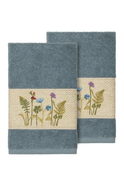 Linum Home Serenity Embellished Hand Towel In Teal