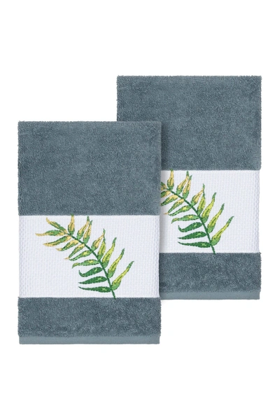 Linum Home Zoe Embellished Hand Towel In Teal