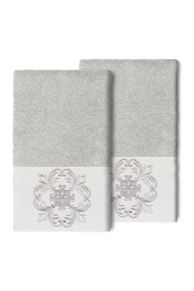 Linum Home Alyssa Embellished Hand Towel In Light Gray