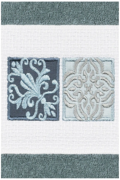 Linum Home Vivian Embellished Hand Towel In Teal