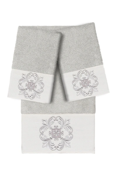 Linum Home Alyssa Embellished Hand Towel In Light Gray