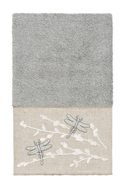 Linum Home Braelyn Embellished Hand Towel In Light Gray