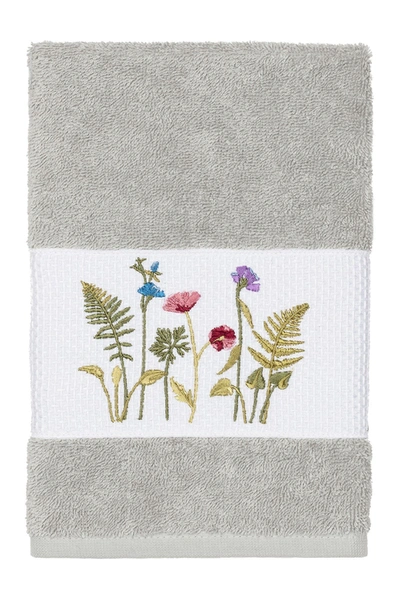 Linum Home Serenity Embellished Hand Towel In Light Grey