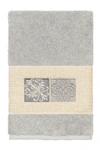 Linum Home Vivian Embellished Hand Towel In Light Gray