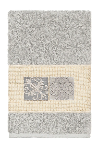 Linum Home Vivian Embellished Hand Towel In Light Gray