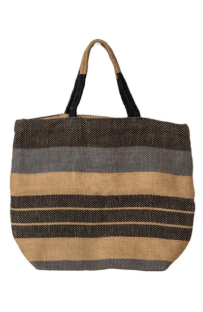 Will And Atlas Sonoma Stripe Jute Shopper In Indigo/ Natural