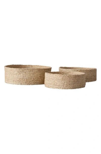 Will And Atlas Set Of 3 Round Jute Tabletop Baskets In Natural