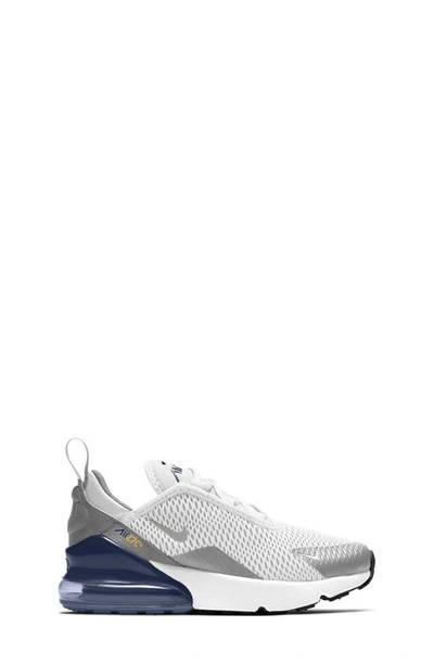 Nike Unisex Air Max 270 Low-top Sneakers - Big Kid In White/ Silver/ Navy